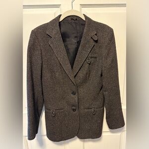 Vintage Sachel Brown tweed wool Europe blazer jacket size s small